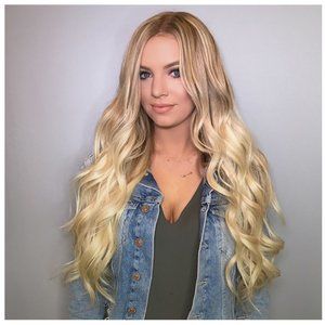Long Wavy Golden Blonde Hair Wig - Back Length